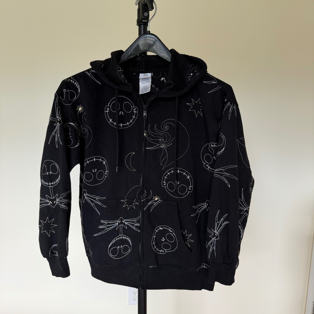 Disney Nightmare Before Christmas Embroidered Jack Zip Hoodie Black M - Picture 2 of 8